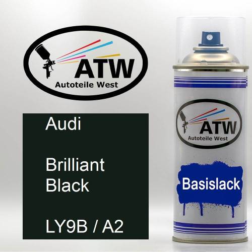 Audi, Brilliant Black, LY9B / A2: 400ml Sprühdose, von ATW Autoteile West.